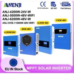 ANENJI Inverter Solare Ibrido 6.2KW 4KW 5KW 11KW 48V 24V Onda Pura 100A 120A 160A MPPT con WiFi PV 500VDC