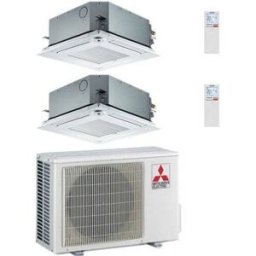 Mitsubishi Electric Condizionatore Climatizzatore Dual Split Cassetta R-32 60X60 9000+9000 BTU Con MXZ-2F42VF4 Wi-Fi Optional