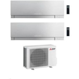 Mitsubishi Electric Condizionatore Climatizzatore Dual Split Inverter Kirigamine Zen Silver MSZ-EF R-32 9000+12000 Colore Argento con MXZ-2F42VF4 9+12