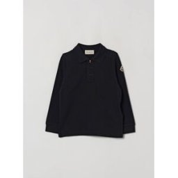 Moncler Polo da bambino a maniche lunghe in cotone con patch logo Blue Taglia 4