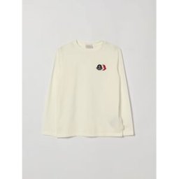 Moncler T-shirt a maniche lunghe da bambino in cotone con patch logo Bianco Taglia 10