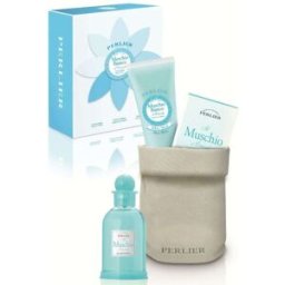 Perlier Muschio Bianco - Cofanetto regalo per il corpo, doccia crema 250 ml e acqua profumata 100 ml