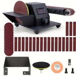 Coolook Levigatrice a Nastro Compatta da 350W, Include Kit di Conversione per Levigatrice a Disco, 10 Nastri Abrasivi e 10 Dischi Abrasivi Rotondi
