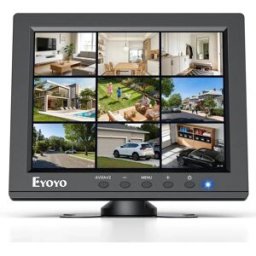 Eyoyo Monitor per telecamere di sicurezza da 8 pollici con schermo LCD 1024×768 in formato 4:3, dotato di porte HDMI/VGA/BNC/AV/USB e altoparlanti integrati; piccolo monitor video per PC, NVR, camper