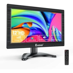 Eyoyo EM12B Monitor da tavolo piccolo da 12 pollici con ingressi BNC/HDMI/VGA/AV Display esterno con schermo LCD TFT HD 1366X768 con telecomando per sorveglianza. Supporto per montaggio a parete VESA