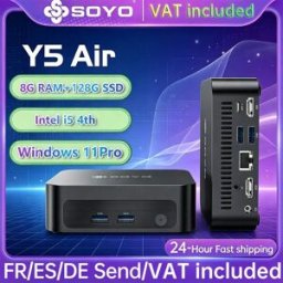 Soyo Mini PC Y5 AIR Intel Core i5 4a generazione 8GB RAM 128GB SSD Windows 11 Pro Mini Computer Desktop WiFi BT4.2 Doppio Display HDMI Computer Compatto per Casa e Ufficio Mini PC a Basso Consumo