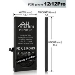 PINZHENG Batteria di ricambio ad alta capacità per iPhone 12 / 12 Pro – Cella di alimentazione a doppia compatibilità con nucleo di fabbrica abbinato