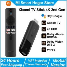 Xiaomi TV Stick 4K 2a Generazione, Dispositivo Portatile per Streaming Multimediale, Netflix, WiFi 6 Dual-band, Assistente Google, BT5.2, Dongle Smart TV, 360 ° Telecomando Vocale Bluetooth per