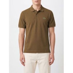 Lacoste Polo classica a maniche corte in cotone con logo patch Bruciato Taglia 5