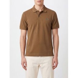 Lacoste Polo classica a maniche corte in cotone con logo patch Marrone Taglia 5