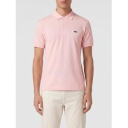 Lacoste Polo classica a maniche corte in cotone con logo patch Rosa Taglia 6