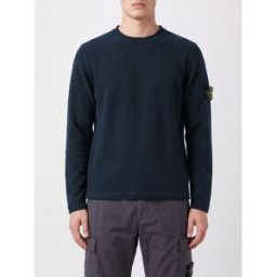 Stone Island Maglia girocollo in misto cotone con patch logo Compass Blue Navy Taglia L