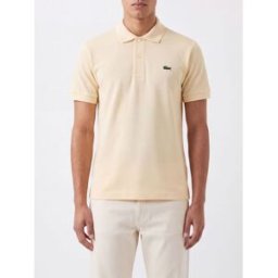 Lacoste Polo classica a maniche corte in cotone con logo patch Naturale Taglia 6