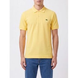 Lacoste Polo classica a maniche corte in cotone con logo patch Giallo Taglia 3