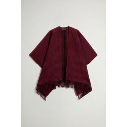 Woolrich donna Cappa double-face in pura lana doppiata a quadri Rosso Taglia ONE