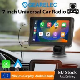 gearelec Autoradio portatile da 7 pollici Wireless CarPlay Android Auto Lettore multimediale universale con touch screen e telecamera posteriore FM