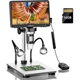 TOMLOV Microscopio Digitale 7" LCD per Monete, Ingrandimento 1200X, 12MP, Messa a Fuoco Ultra-Precisa, HDMI, per Elettronica, Saldatura e Riparazione Telefoni