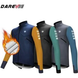 DAREVIE Giacca da Ciclismo per Uomo, Antivento in Pile, Manica Lunga, Calda, Morbida, Traspirante, Abbigliamento Professionale per Bicicletta