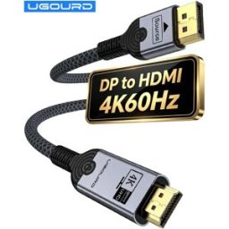 UGOURD Cavo compatibile da DisplayPort a HDMI 4K 60Hz 4K30Hz, adattatore da DisplayPort a HDMI, uscita video e audio sincrona per PC, proiettore, laptop, TV