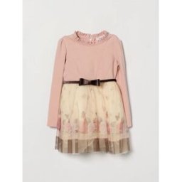 Monnalisa Mini abito da bambina in maglia a stampa floreale con collo a rouches Rosa Taglia 8