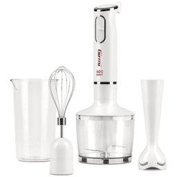 Girmi FRULLATORE AD IMMERSIONE Mixer ad immersione kit, Potenza massima 400 W, Recipiente da 700 l, Livelli di potenza 2 velocità, Bianco