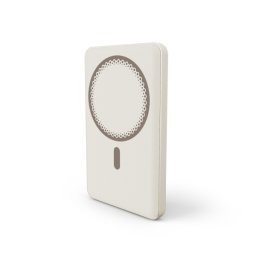 Power bank magnetico wireless Energy Systems da 5000 mAh - Ricarica wireless da 15 W, ricarica cablata da 20 W - Ricarica intelligente e veloce - Ricarica simultanea - Sensore NTC - USB-C - Colore crema