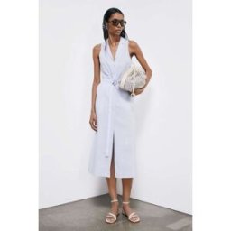 Patrizia Pepe Abito midi con cintura in popeline 44