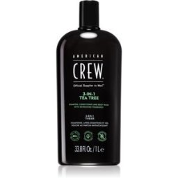 American Crew Hair & Body 3-IN-1 Tea Tree shampoo, balsamo e gel doccia 3 in 1 per uomo 1000 ml