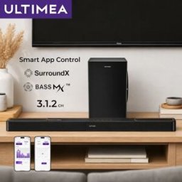 ULTIMEA Soundbar 3.1.2 Canali Dolby Atmos, Audio Surround Potente da 360W, BassMX con Bassi Potenziati, HDMI EARC, Home Theater Immersivo