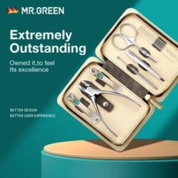 MR.GREEN Set Manicure , Set a Contrasto di Colori, Tagliaunghie, Kit di Strumenti in Acciaio Inox, Custodia da Viaggio per Pedicure per Uomo e Donna