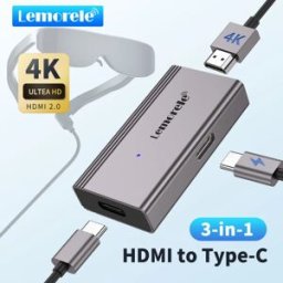 lemorele Adattatore per occhiali 4K AR Convertitore di ricarica per occhiali da HDMI a tipo C AR Adattatore video USB-C per interruttore Xreal Airs Rokid