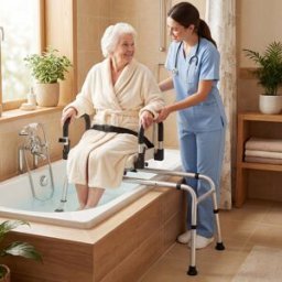 Costway Sedia doccia altezza regolabile maniglia reversibile, Schienale comodo cintura di siurezza portasoffione antiscivolo Argento