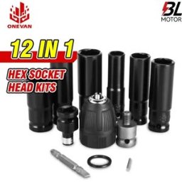 ONEVAN 12 Pz Set Avvitatore a percussione elettrico Kit adattatore presa esagonale Adattatore per mandrino per trapano per cacciaviti chiave per trapano a batteria