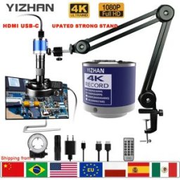 YIZHAN Full HD Mircoscopio digitale 4K 2K HDMI USB VGA Mircoscopio C-Mount Fotocamera digitale Zoom 1-150X per l'acquisizione di immagini di riparazione