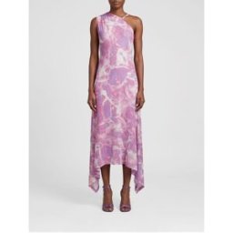 Versace Jeans Couture Abito midi monospalla in viscosa con stampa astratta Rosa Taglia 44