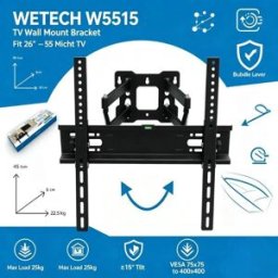 NONE Supporto da Parete per TV WETECH W5515 a Movimento Completo e Girevole per TV da 26‑55 Pollici, Capacità di Carico 25kg ±15° ° Supporto inclinabile multi-VESA con livella a bolla per schermi LED LCD