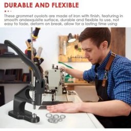 Rbefeuly Kit di Attrezzi per Occhielli con 3 Matrici # 0 # 2 # 4), Macchina per occhielli a pressione manuale, 3000 pezzi di occhielli dorati e argentati e kit di strumenti per foratura