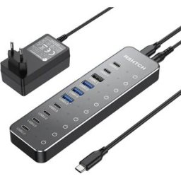 RSHTECH Hub USB C 10 in 1 con interruttori tattili individuali Docking station splitter USB tipo C da 10 Gbps per MacBook iPhone 16 15 14