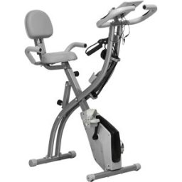 NONE Cyclette pieghevole 2-in-1, resistenza magnetica regolabile su 8 livelli, sensore di frequenza cardiaca, cyclette per braccia, schermo LCD, volano in kg, grigio