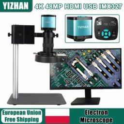 YIZHAN Microscopio digitale elettronico 4K 48MP HD 1080P 60FPS HDMI USB Fotocamera per saldatura Obiettivo 1-130X Base piccola per la riparazione PCB del telefono