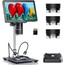 TOMLOV Microscopio Digitale 2500X con 3 Lenti, 2K HDMI, Microscopio per Monete, Lente d'Ingrandimento TriL110, Schermo IPS da 10,1" per Visualizzazione Completa delle Monete, Microscopio per Circuiti