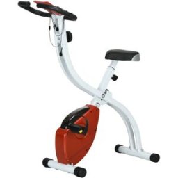 NONE Cyclette Magnetica Pieghevole a 8 Livelli di Resistenza, Sedile Regolabile, Acciaio, 97x43x110 cm, Rosso