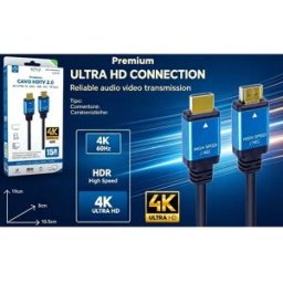 NONE Cavo HDMI 2.0 Ultra HD 4K@60Hz ad Alta Velocità con Funzione HEC, Connettore Placcato Oro per PC, Console di Gioco, TV UHD