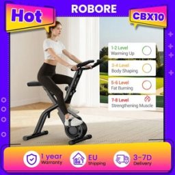 NONE Cyclette ROBORE CBX10, Resistenza Magnetica Silenziosa, 8 Livelli Regolabili, Sensori di Pulsazione, Peso Massimo 136 kg, Display LCD, Doppia Base a Rulli