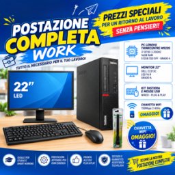 Lenovo Postazione completa WORK PC i7-8700 + Monitor 22" + Kit tastiera e mouse USB + Chiavetta wifi Omaggio