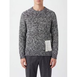 Ballantyne Maglia girocollo Raw Diamond in misto lana con patch ricamata Nero Taglia 48