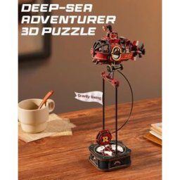 Robotime Deep Sea Adventurer, Puzzle 3D in Legno, Sottomarino Cinetico a Pendolo, Giocattolo a Gravità, Decorazione da Scrivania per Adulti