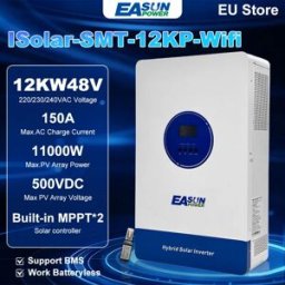 EASUN POWER Inverter Solare Ibrido 12KW 48V Off-Grid, Inverter 6.2KW 220VAC 4KW 24V con Ingresso FV 500VDC 150A MPPT 12V 2KW con WIFI BMS per UE