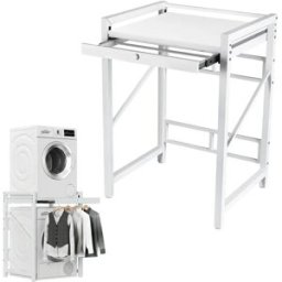 NONE Scaffale per Lavatrice 75x63.5x105cm, Kit di Impilamento per Lavatrice e Asciugatrice, Supporto per Lavatrice con Cassetto