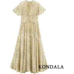 KONDALA Abito Lungo da Donna Trendy a Pois Giallo con Fiocco e Maniche Corte, Nuova Moda Primavera Estate 2026, Abito da Spiaggia Mujer